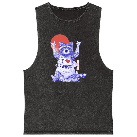 I Love Trash Cute Funny Metal Raccoon Gift Mineral Wash Tank Tops