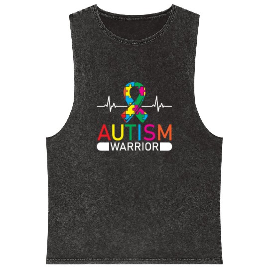 Autism Warrior Autistic Ninja Spectrum Asperger Mineral Wash Tank Tops