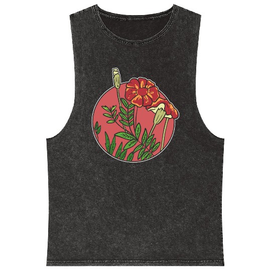Mexican Marigold Nature Lover Gift Mineral Wash Tank Tops