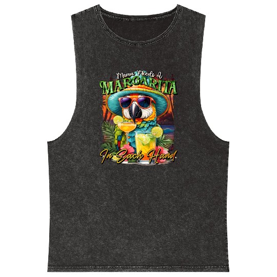 Balanced Diet is A Margarita in Eachs Hands Parrot Mineral Wash Tank Tops