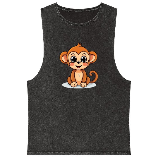 Cute Monkey for Kids for a Kid Mineral Wash Tank Tops