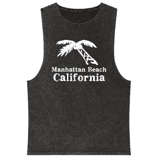 Manhattan Beach California Palm Tree Souvenirs Mineral Wash Tank Tops