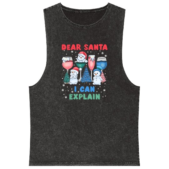 Schneemann Dear Santa I can Explain Funny Mineral Wash Tank Tops
