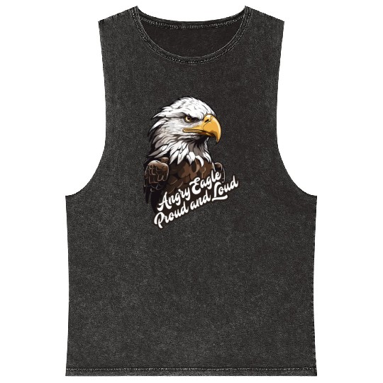 Angry Eagle Proud and Loud Mineral Wash Tank Tops design