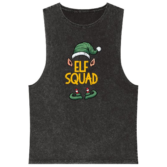 Santa Claus Elf Squad Christmas Themed Family Meme Mineral Wash Tank Tops
