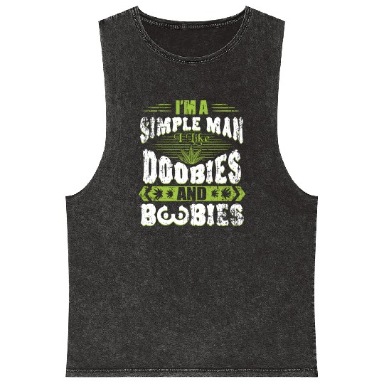 Marijuana Doobies And Boobies Smoking Pot Weed Mineral Wash Tank Tops
