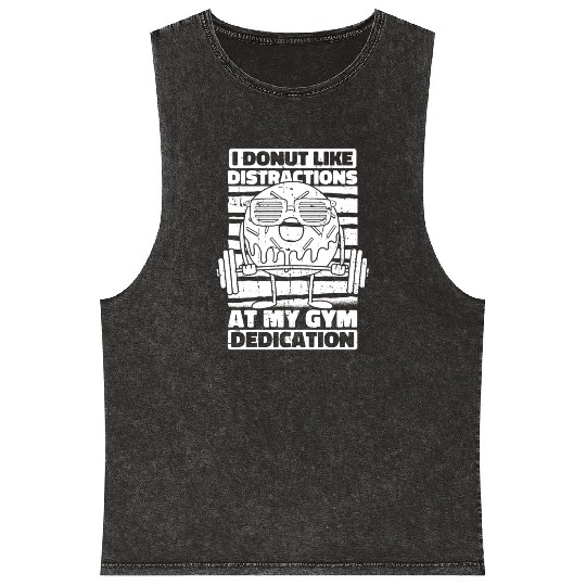 Fitness Donut Funny Donut Gym Mineral Wash Tank Tops
