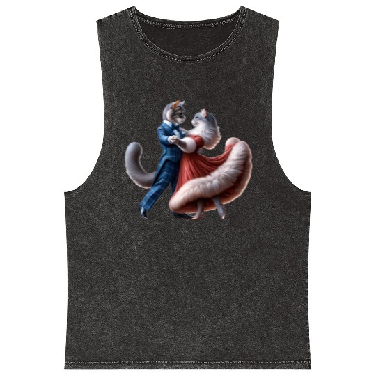 Twilight Dance of Cats Mineral Wash Tank Tops