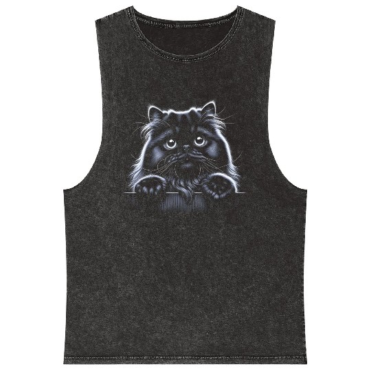 persian More Treats 7- Cute realistic cat drawing Mineral Wash Tank Tops