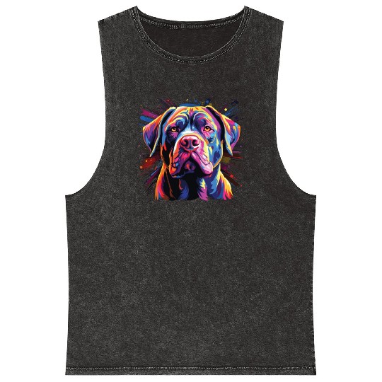 Watercolor Colorful Cane Corso Mineral Wash Tank Tops