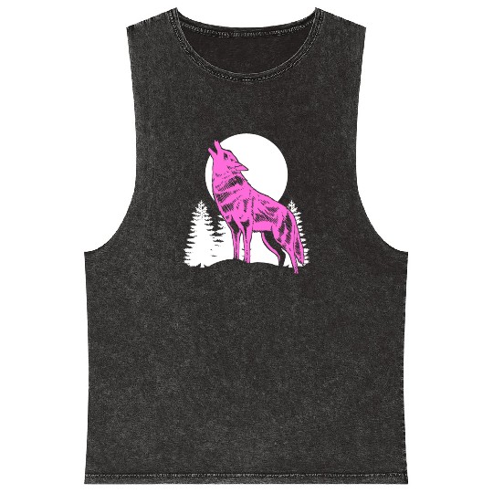 Mountain Wolf Furry Owner Gift Mineral Wash Tank Tops