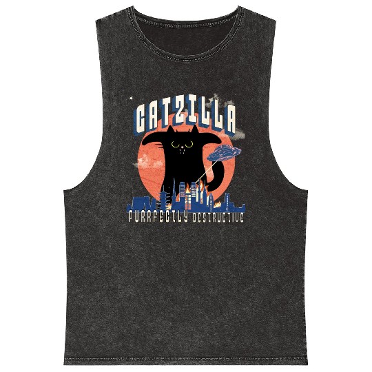 Catzilla king of cats,movie parody Mineral Wash Tank Tops
