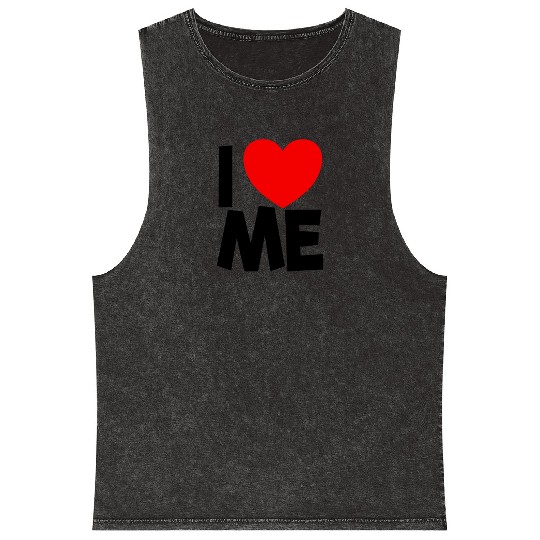 I Love Me Red Heart Self Love Affirmation Mineral Wash Tank Tops