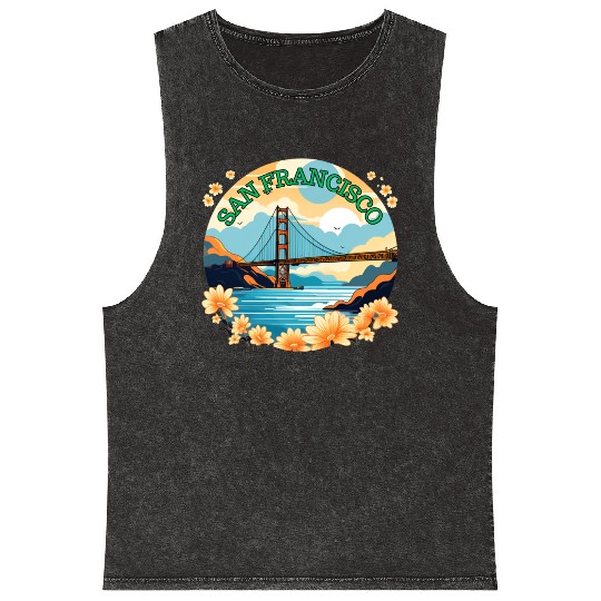 Golden Gate Bridge - San Francisco Mineral Wash Tank Tops