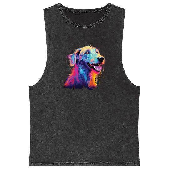 Watercolor Colorful Chow Chow Mineral Wash Tank Tops