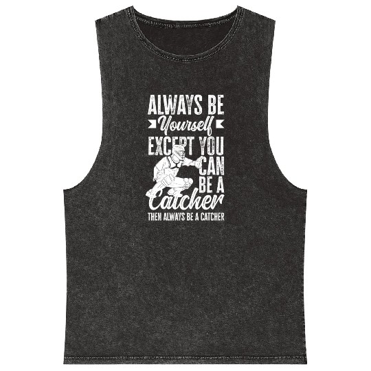 Funny Baseball Catcher Gift Mineral Wash Tank Tops