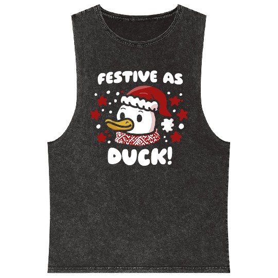 Festive as Duck Christmas Duck Mineral Wash Tank Tops