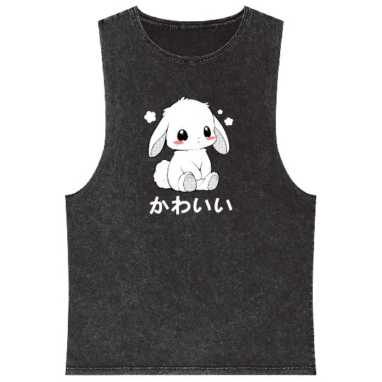 Kawaii Bunny Chibi Animal Japanese Cutesy Style Ae Mineral Wash Tank Tops