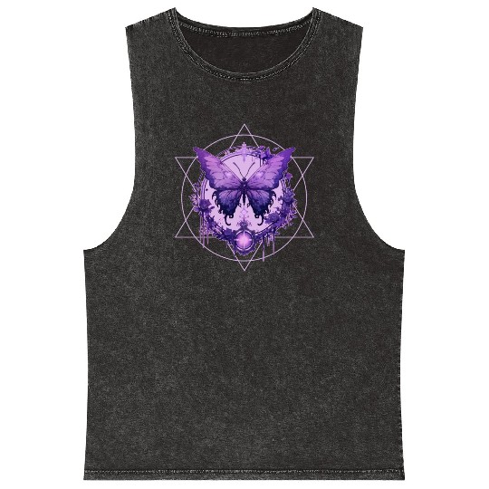 Enchanted Butterfly Witchcraft Fairycore Ethereal Mineral Wash Tank Tops