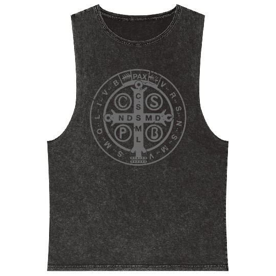 Religious Catholic St. Benedict Medal | Christian Mineral Wash Tank Tops