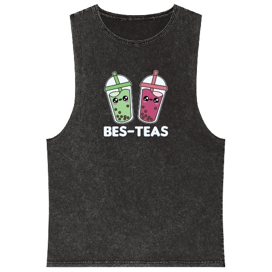 Best-Teas - Bubble Tea Kawaii Boba Tea Love Mineral Wash Tank Tops