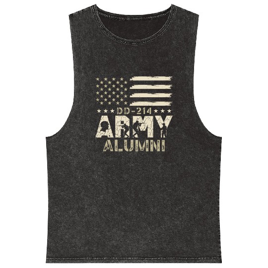DD-214 Army Alumni Military US Flag Veteran USA Mineral Wash Tank Tops
