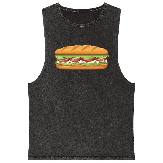 Subway Sandwich Design Mineral Wash Tank Tops