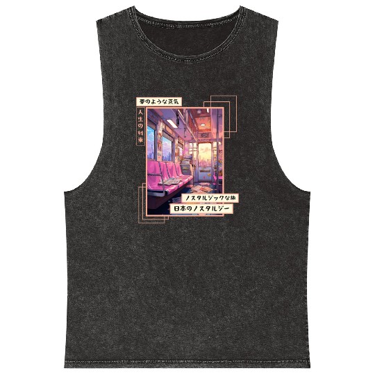 Japanese Aesthetic Subway Streetwear Vaporwave Ret Mineral Wash Tank Tops