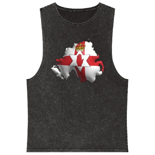 Northern Ireland - 3D Flag Map Mineral Wash Tank Tops