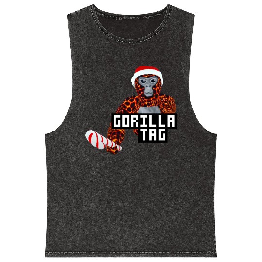Gorilla Tag Santa Monkey Candy Cane Gorilla Mineral Wash Tank Tops