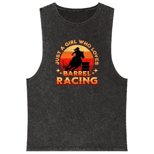 Just a Girl Who Loves Barrel Racing Mineral Wash Tank Tops