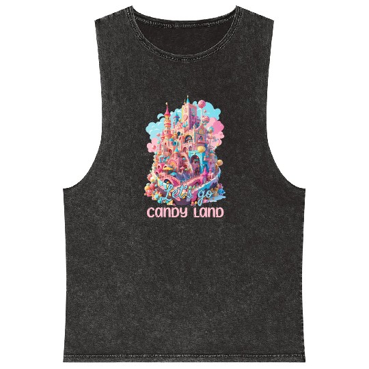 Let's Go Candy Land Graphic Mineral Wash Tank Tops
