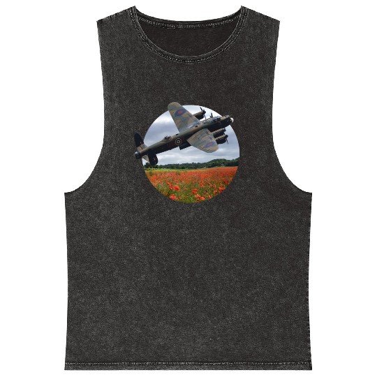 Avro Lancaster Bomber Over A Poppy Mineral Wash Tank Tops