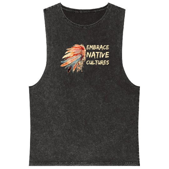 Embrace Native Cultures National Indigenous People Mineral Wash Tank Tops