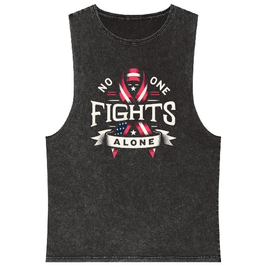 No One Fights Alone US Family Veteran Awareness Mineral Wash Tank Tops