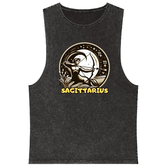 Sagittarius Horoscope Mineral Wash Tank Tops