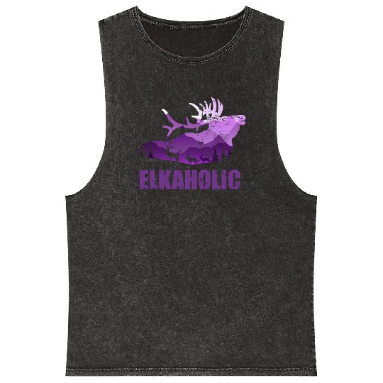 Elk Hunting Elkaholic Hunters Mineral Wash Tank Tops