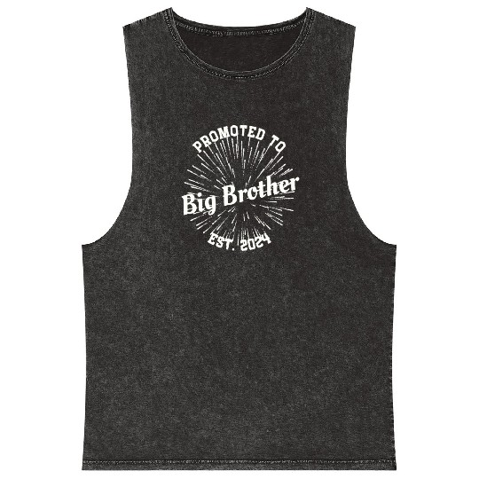 Promoted to Big Brother Baby Announcement New-born Mineral Wash Tank Tops