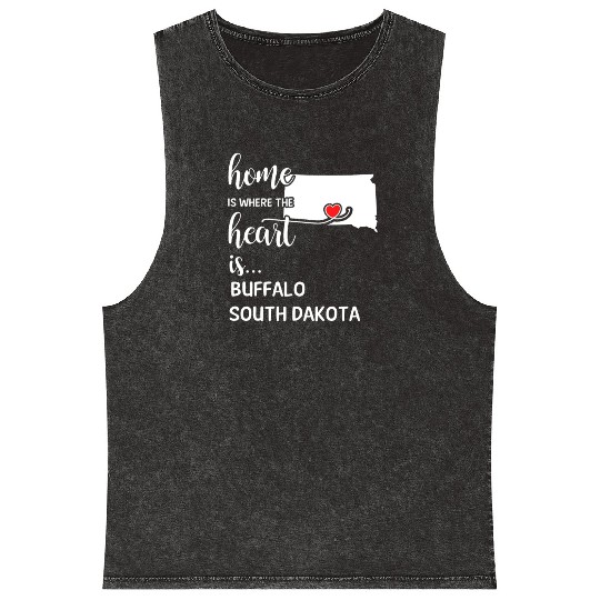 Buffalo County South Dakota Is Where My Heart Is Mineral Wash Tank Tops