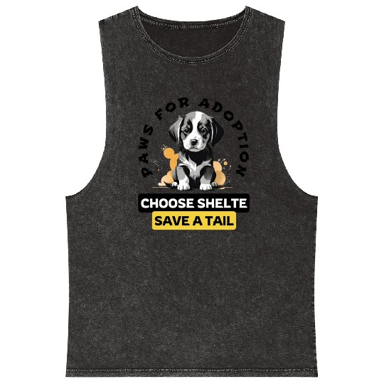 Paws for Adoption: Shelter Advocate Dog Graphic Mineral Wash Tank Tops