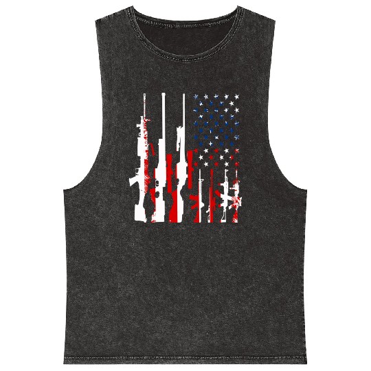 Rifle gun flag Mineral Wash Tank Tops