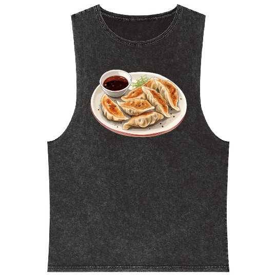 Japanese Pan Fried Dumpling Gyoza Mineral Wash Tank Tops