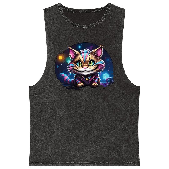 Fantasy Cheshire Cat Smile, Alice in Wonderland Mineral Wash Tank Tops