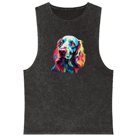 Watercolor Colorful English Setter Mineral Wash Tank Tops