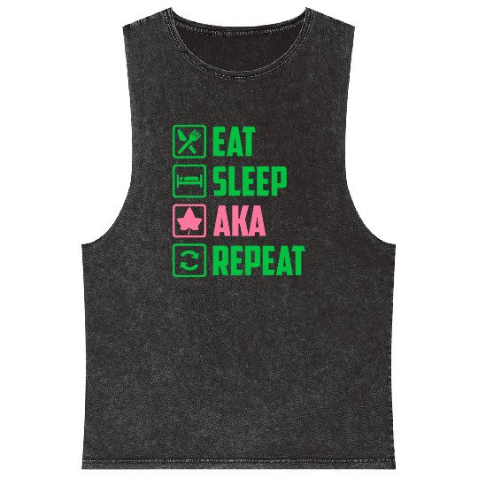 Eat Sleep AKA Repeat Alpha Kappa Alpha Womens Gift Mineral Wash Tank Tops