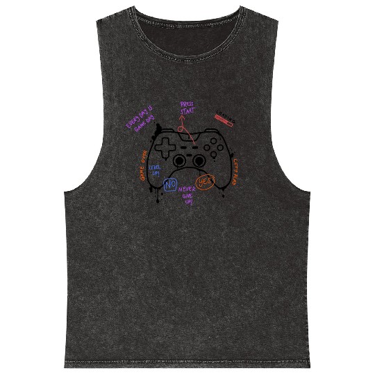 PlayStation Remote controller Black Mineral Wash Tank Tops