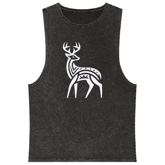 Deer Native American Zodiac Mineral Wash Tank Tops