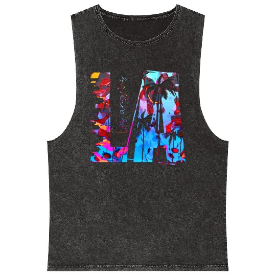 los angeles usa america california patriot travel Mineral Wash Tank Tops