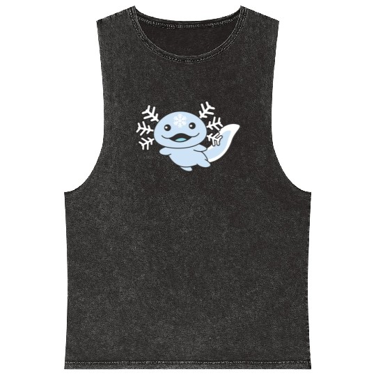 Winter Axolotl With Snowflakes Sweet Winter Mineral Wash Tank Tops