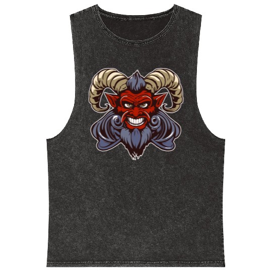 krampus devil head Mineral Wash Tank Tops